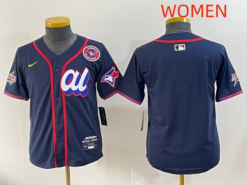 women 2025 Toronto Blue Jays blank dark blue 2025 MLB All Star Nike  Jersey style 4->women mlb jersey->Women Jersey